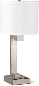 Strata Single Table Lamp with 2 Outlets