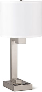 Strata Single Table Lamp with 2 Outlets & 1 USB-A