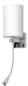 Brushed Nickel LED Flex-Arm Wall Lamp with 1 Outlet