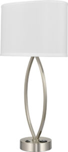 Open-Loop Single Table Lamp with 1 Outlet, Brushed Nickel
