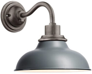 Gray Barn-Style Gooseneck Wall Lamp with Metal Shade