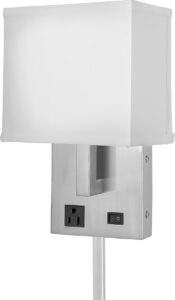 Gatsby Single Plug-in Wall Lamp with Cord Cover & 1 Outlet