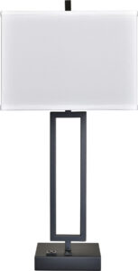 Gatsby Black Single Table Lamp with 1 Outlet