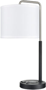 Valeria Single Table Lamp with 1 Outlet, 1 USB-A & QI Wireless Charger