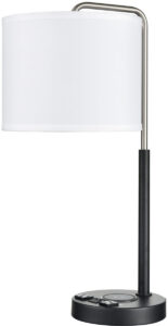 Valeria Twin Table Lamp with 2 Outlets, 1 USB-A & QI Wireless Charger