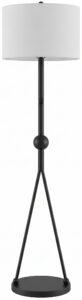 Matte Black Tripod Floor Lamp with Sphere Accent and Drum Shade