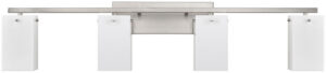 40″W Brushed Nickel Vanity Light with Frosted Acrylic Shade