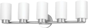 31″W Brushed Nickel Vanity Light with Frosted Glass Shade