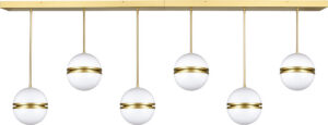 Brushed Brass 6-Globe Linear Fixture