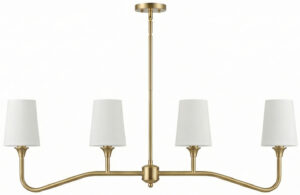 Brushed Brass 4-Light Curved-Arm Chandelier