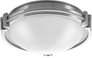 12″ Brushed Nickel Ceiling Light with Frosted Glass Shade