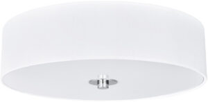14″ Polished Chrome Ceiling Light with White Linen Shade and Frosted Diffuser