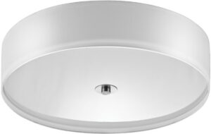 22″ Brushed Nickel Ceiling Light with White Linen Shade and Frosted Diffuser
