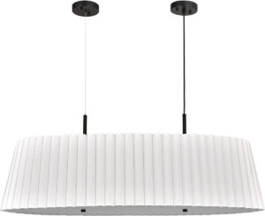 45″ Matte Black Pleated Drum Pendant