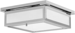 12″ Polished Chrome Ceiling Light with Frosted Glass Shade