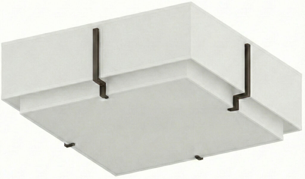 Dark Bronze Square Chandelier with Fabric Shade for Elegant Lighting.