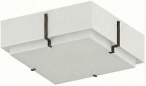 Dark Bronze Square Chandelier with Fabric Shade