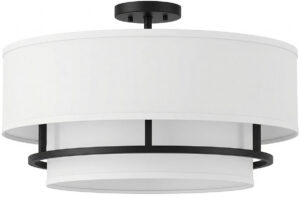 Banded Tiered Double Drum Semi-Flush Mount