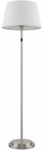 Brushed Nickel Stepped Base Floor Lamp with Tapered Round Shade