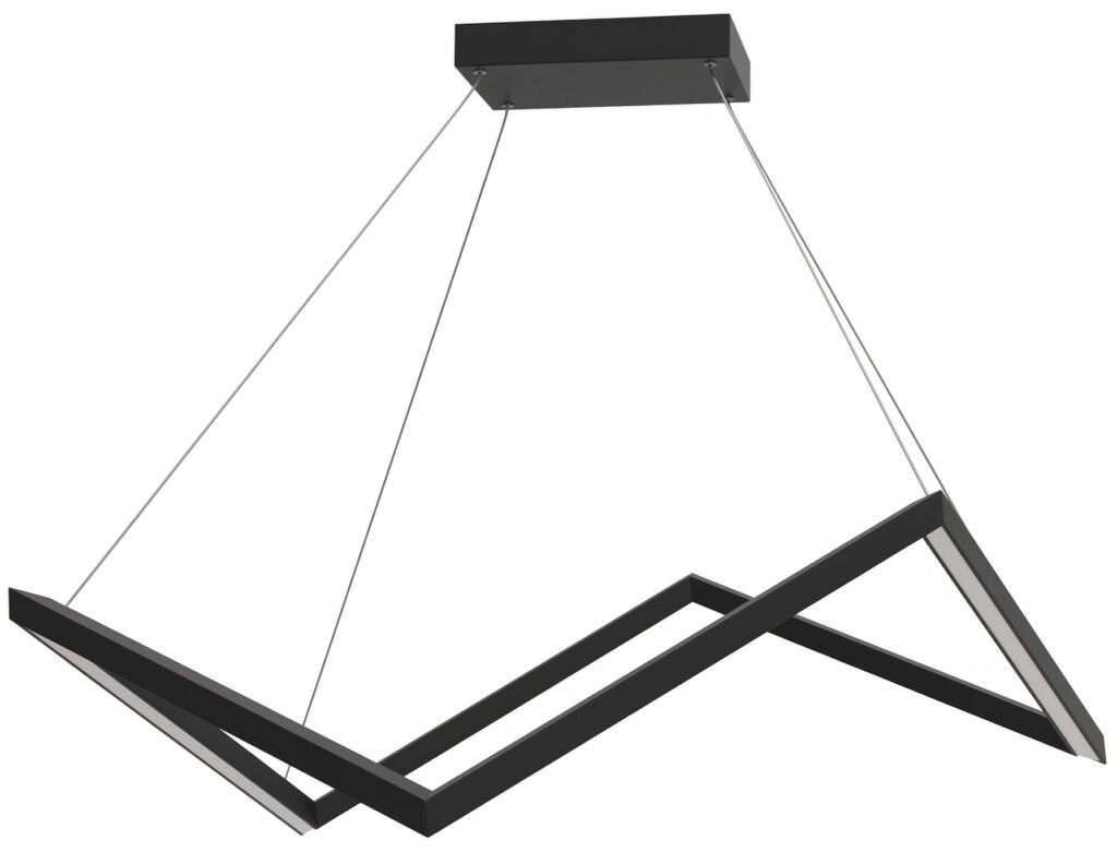 Modern Matte Black Intersecting Triangle LED Pendant Light for Contemporary Interiors.