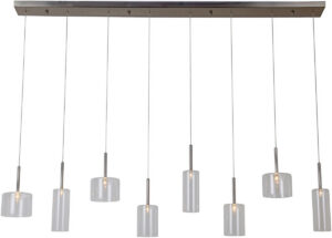 60″W Satin Nickel Ceiling Fixture with Clear Glass Shade