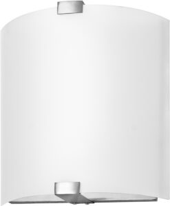 Brushed Nickel Half-Cylinder Wall Sconce with Frosted Glass Shade