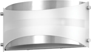 12″ Brushed Nickel Clamshell Wall Sconce with Frosted Glass Shade