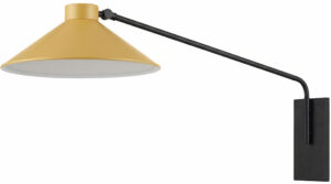 Black & Gold Long Swing-Arm Cone Sconce