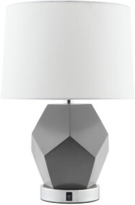 Faceted Single Table Lamp, Gray & Brushed Nickel