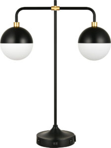 Supra Twin Table Lamp with 1 Outlet & 2 USB-A