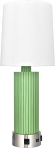 Ribbed Colorblock Console Table Lamp, Sage Green