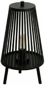 Matte Black Open-Slat Cone Table Lamp