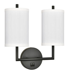 Matte Black Double Cylinder Headboard Sconce