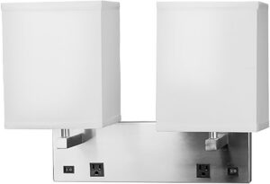 Adair Double Headboard Mounted Lamp with 2 Outlets