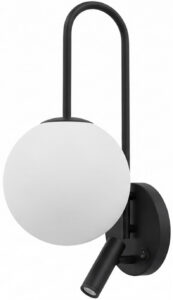 Matte Black Arch-Loop Globe Sconce with Reading Light