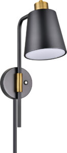 Black & Brass Dimmable Single Nightstand Sconce