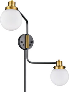 Black & Brass Double-Globe Wall Sconce