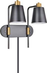 Black & Brass Dimmable Double Nightstand Sconce