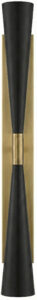 Antique Brass & Matte Black Double-Arm Tall Corridor Sconce