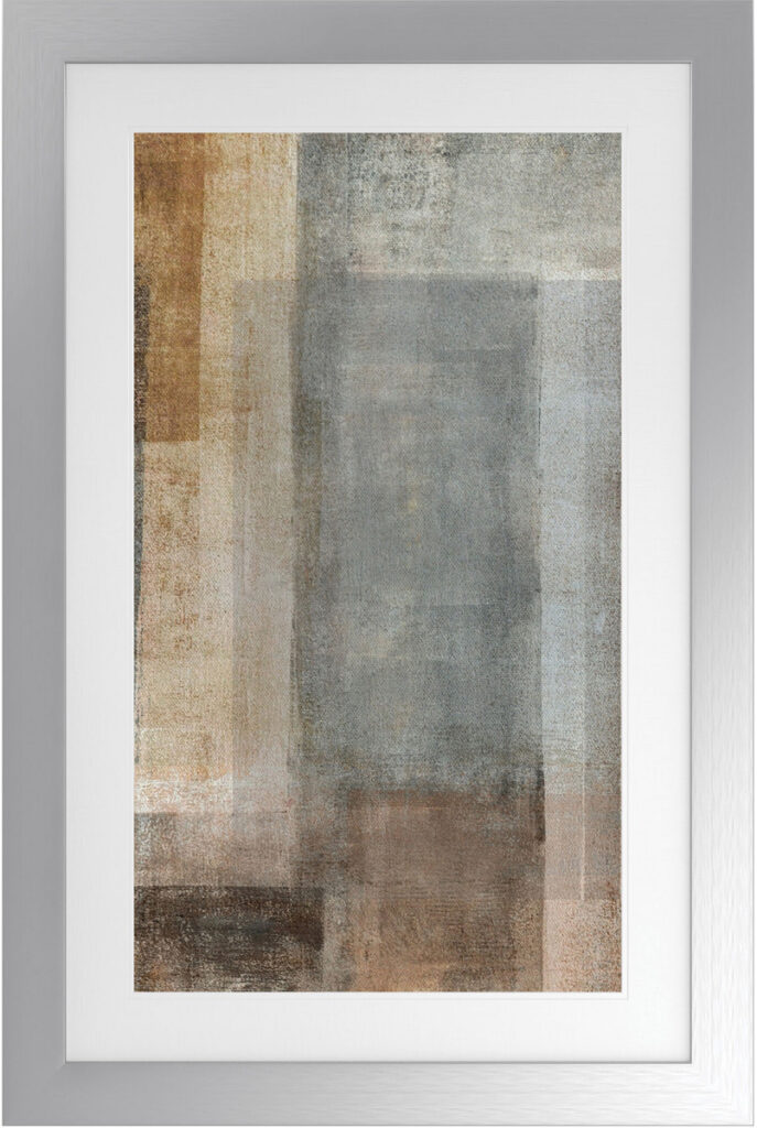 Haze IV abstract artwork in neutral tones with antique silver frame, perfect for modern interior dec.