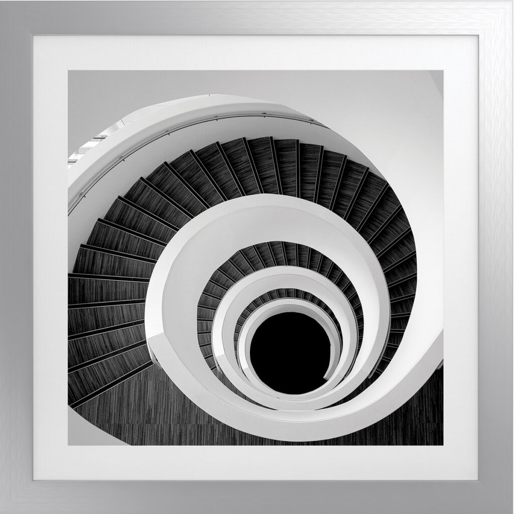 Elegant geometric square artwork with antique silver frame, perfect for modern interior decor.