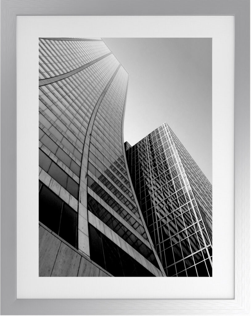 Geometric Square V 16"W artwork with antique silver frame, perfect for contemporary interior decor.