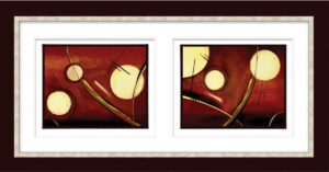 Glowing Circles I 46″W Artwork with Callisto Frame