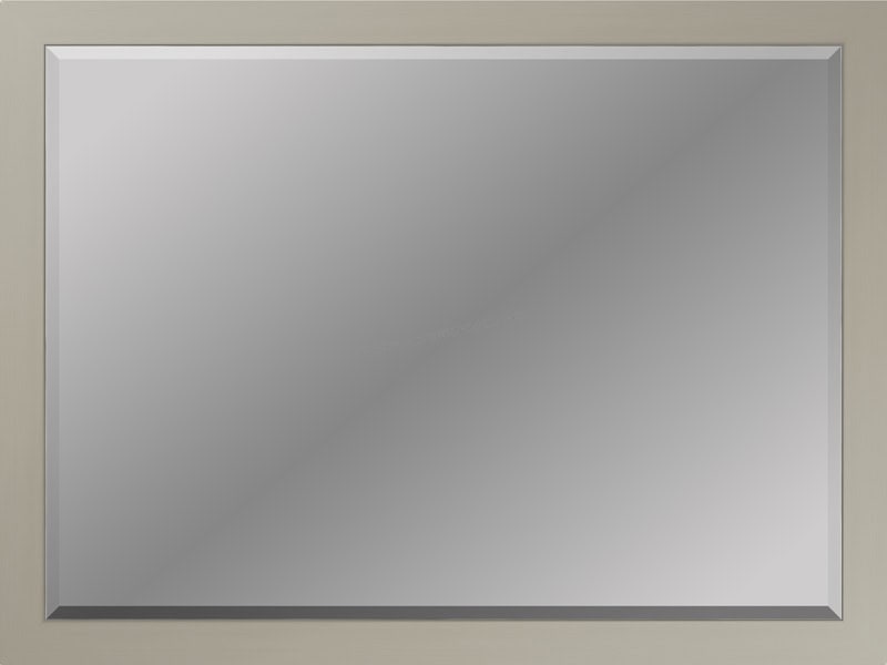 Mirror with antique silver beveled frame for elegant bathroom decor.