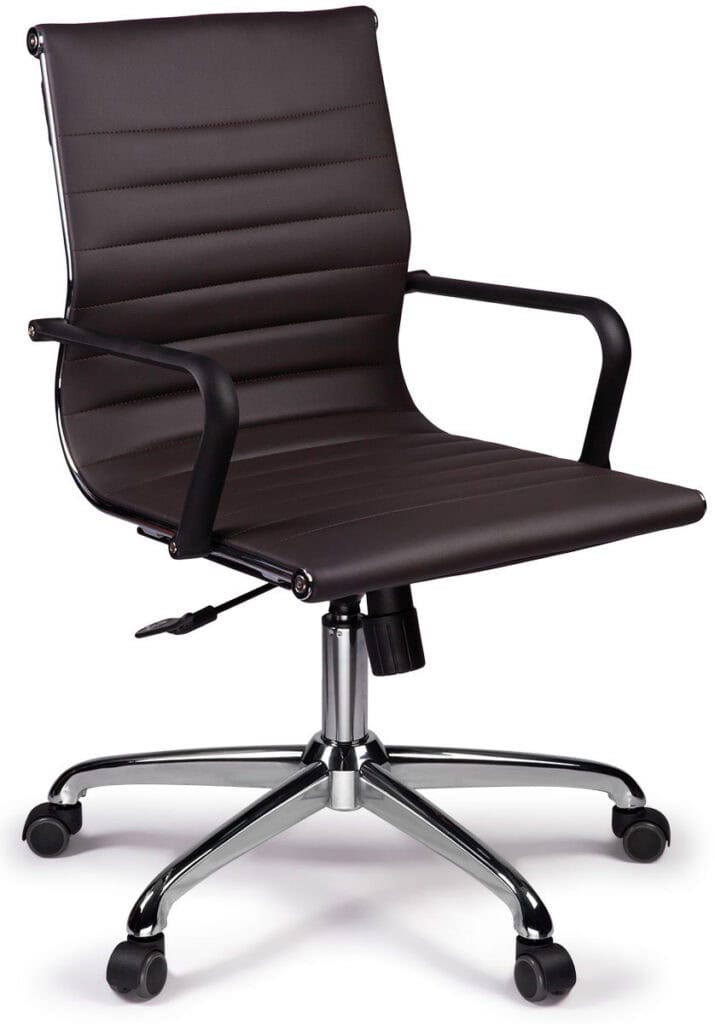 Ergonomic Ferrara Brown Mid Back Office Chair with Adjustable Arms.