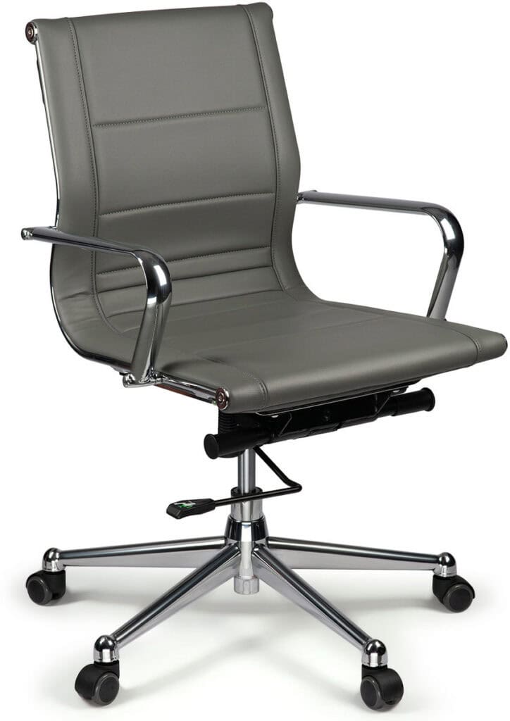Mid Back Gray Office Chair with Armrests for Ergonomic Comfort.