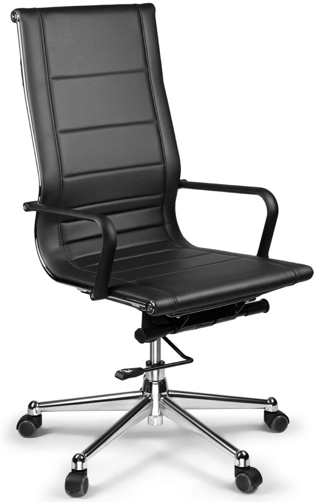High Back Black Office Chair with Armrests for Executive Comfort.