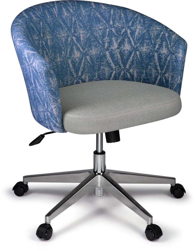 Modern Barrel-Back Task Chair in Starry Night fabric for office comfort.