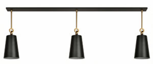 86″ Matte Black & Brass 3-Light Cone Linear Pendant
