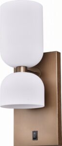Brushed Bronze Single Headboard Sconce with 2 Acrylic Shades